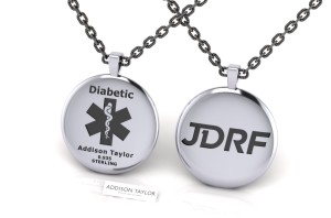 silver medic alert pendant Black chain