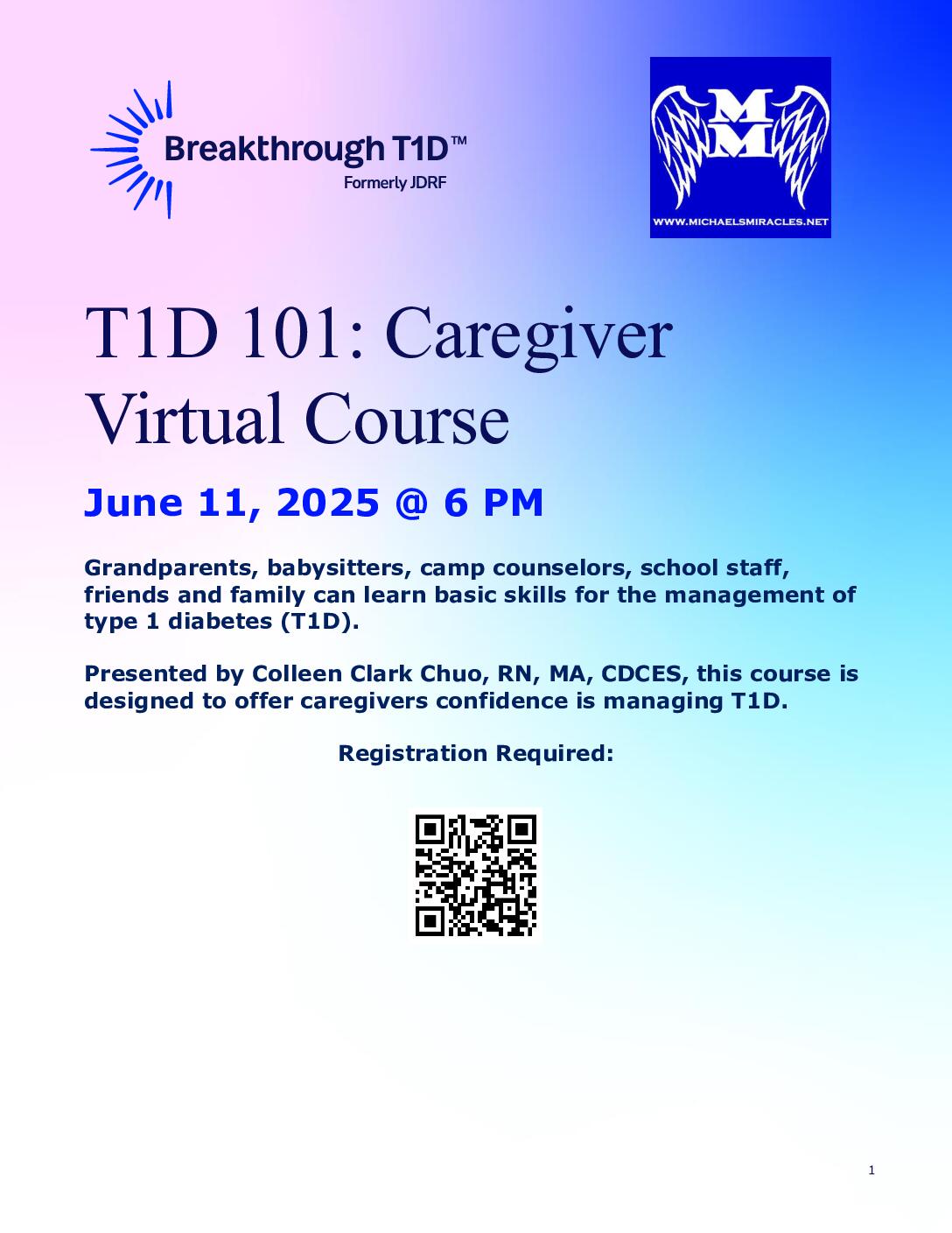 T1D 101: Caregiver Virtual Course