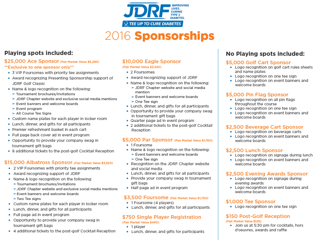 Golf Classic Sponsorship Brochure - 1 Sheet