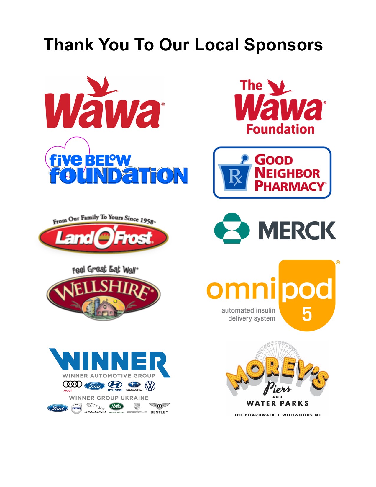 Breakthrough T1D One Walk Sponsors