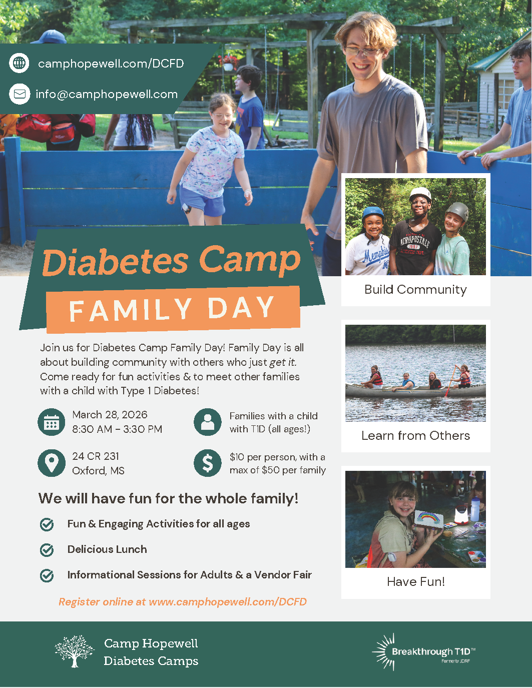 Diabetes Camp Family Day in Partnership with Camp Hopewell