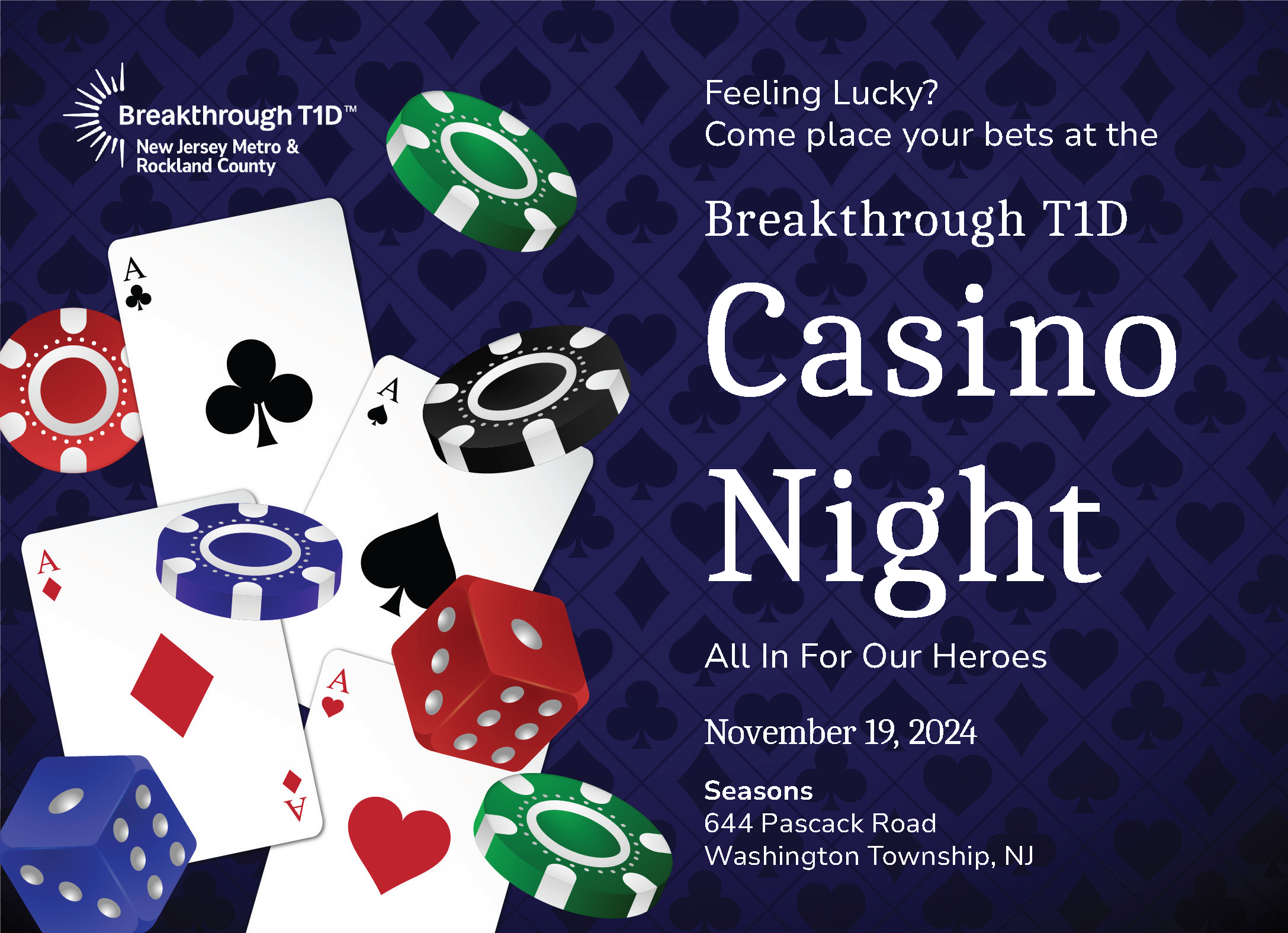 Join us and go “All In” for our Heroes at Casino Night!