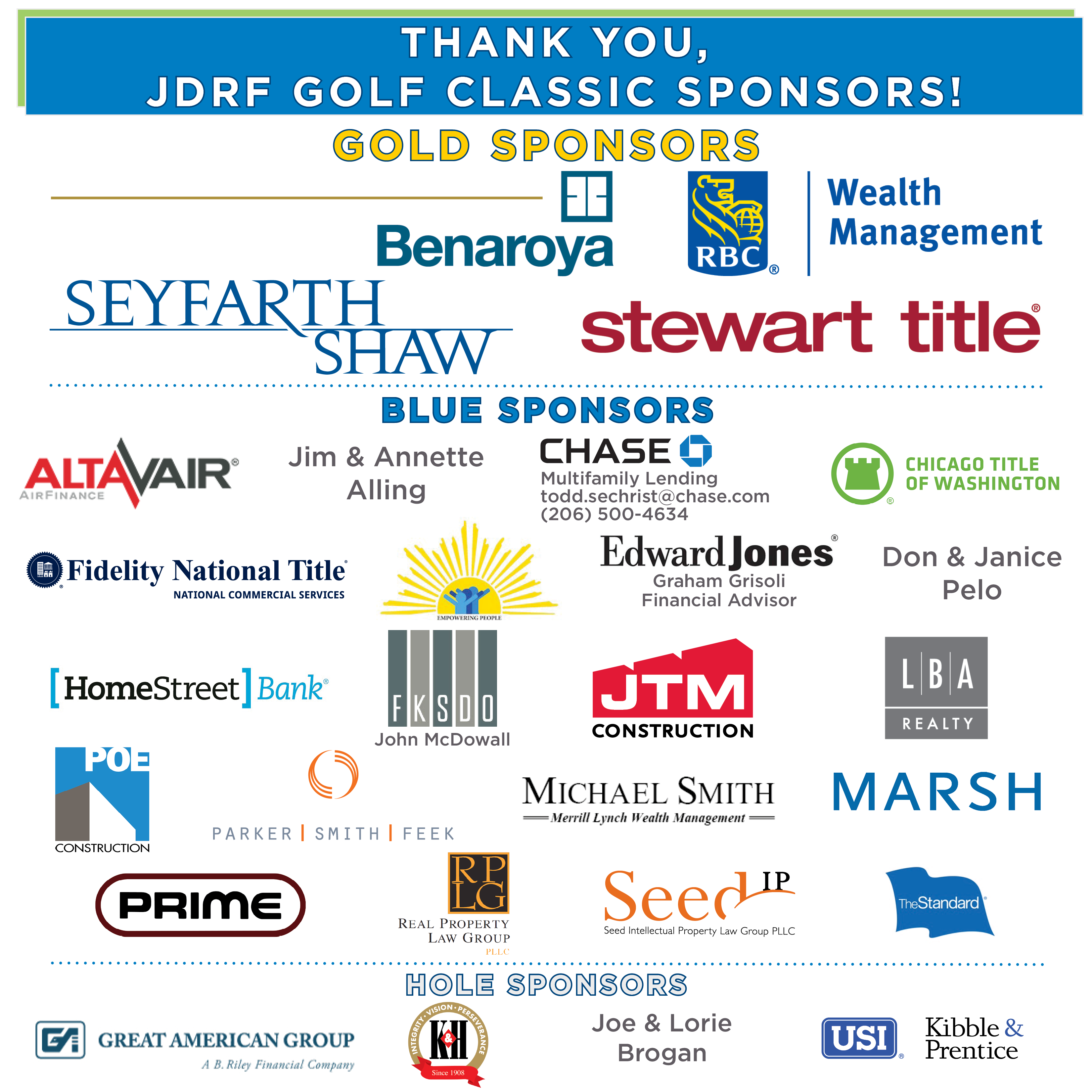 Thank You, Sponsors of the Breakthrough T1D Golf Classic!