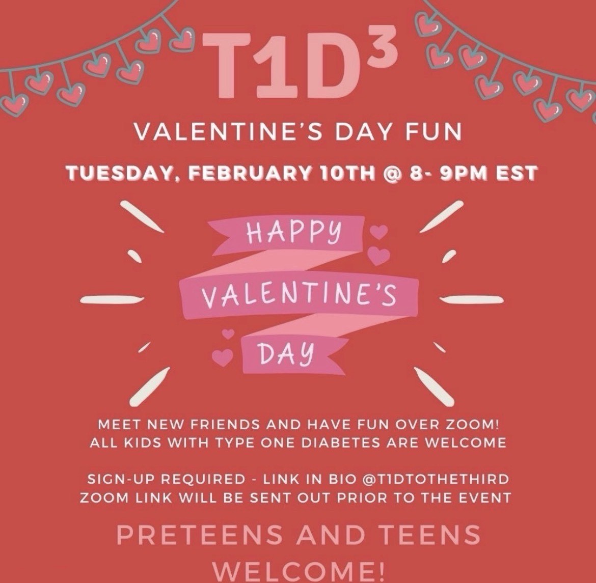 T1D To The Third:  Valentine’s Day Fun (Preteens/Teens)