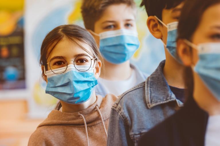 Type 1 Diabetes Kid at School Wearing a Mask