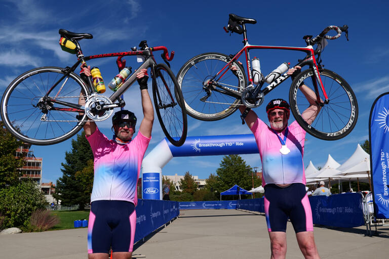 Two Breakthrough T1D Riders at the finish line