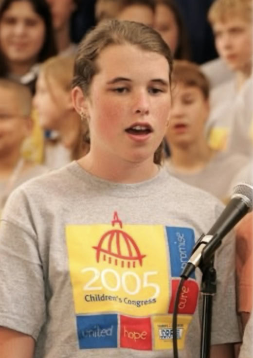 Lauren as a 2005 Children's Congress Chairkid