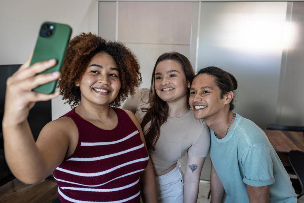 Group of friends take a selfie